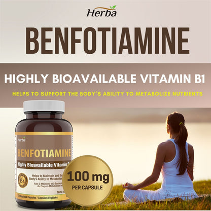 Benfotiamine 100mg - 120 Capsules | Fat Soluble Vitamin B1 | Made in Canada