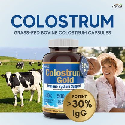 Bovine Colostrum Supplements 500mg - 120 Capsules | Rich in Lactoferrin and Immunoglobulins | 30% IgG