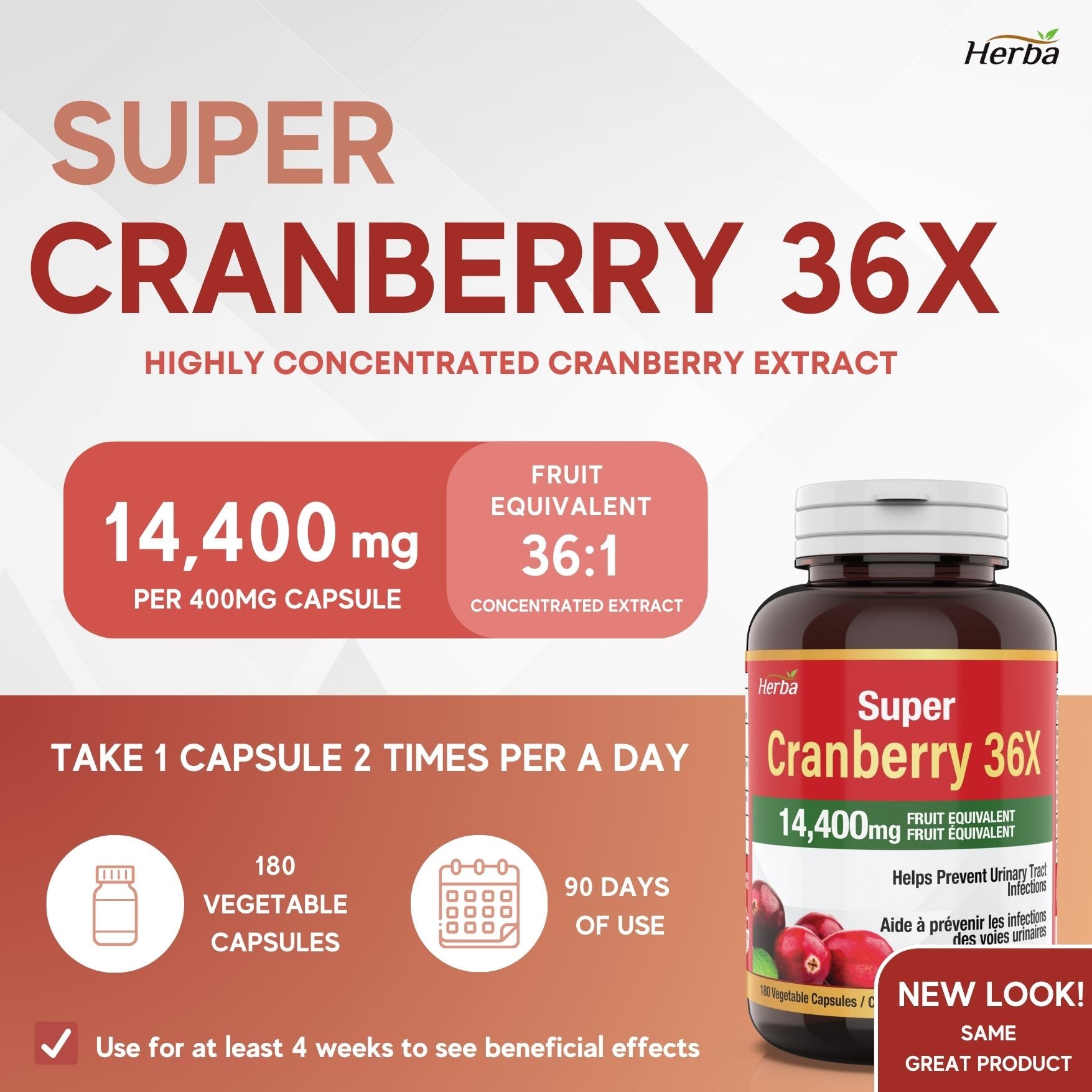 Cranberry Pills for Women and Men – 180 Cranberry Capsules | 28,800mg Per Day | 36:1 Concentration