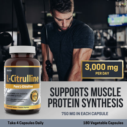 L-Citrulline Supplement 750mg – 180 Vegetable Capsules | Made in Canada
