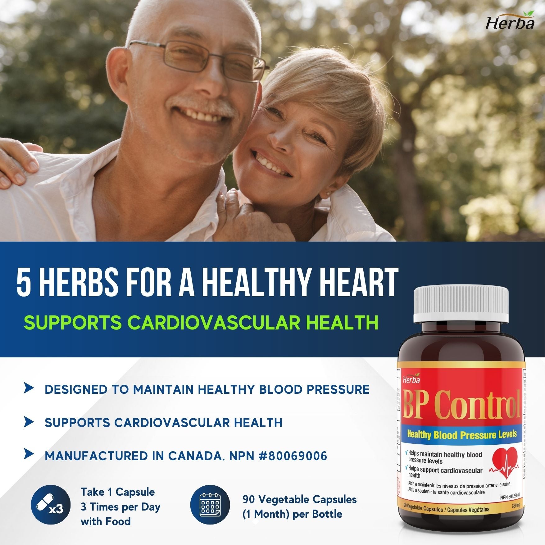 BP Control - 90 Capsules | Blood Pressure Support Supplement