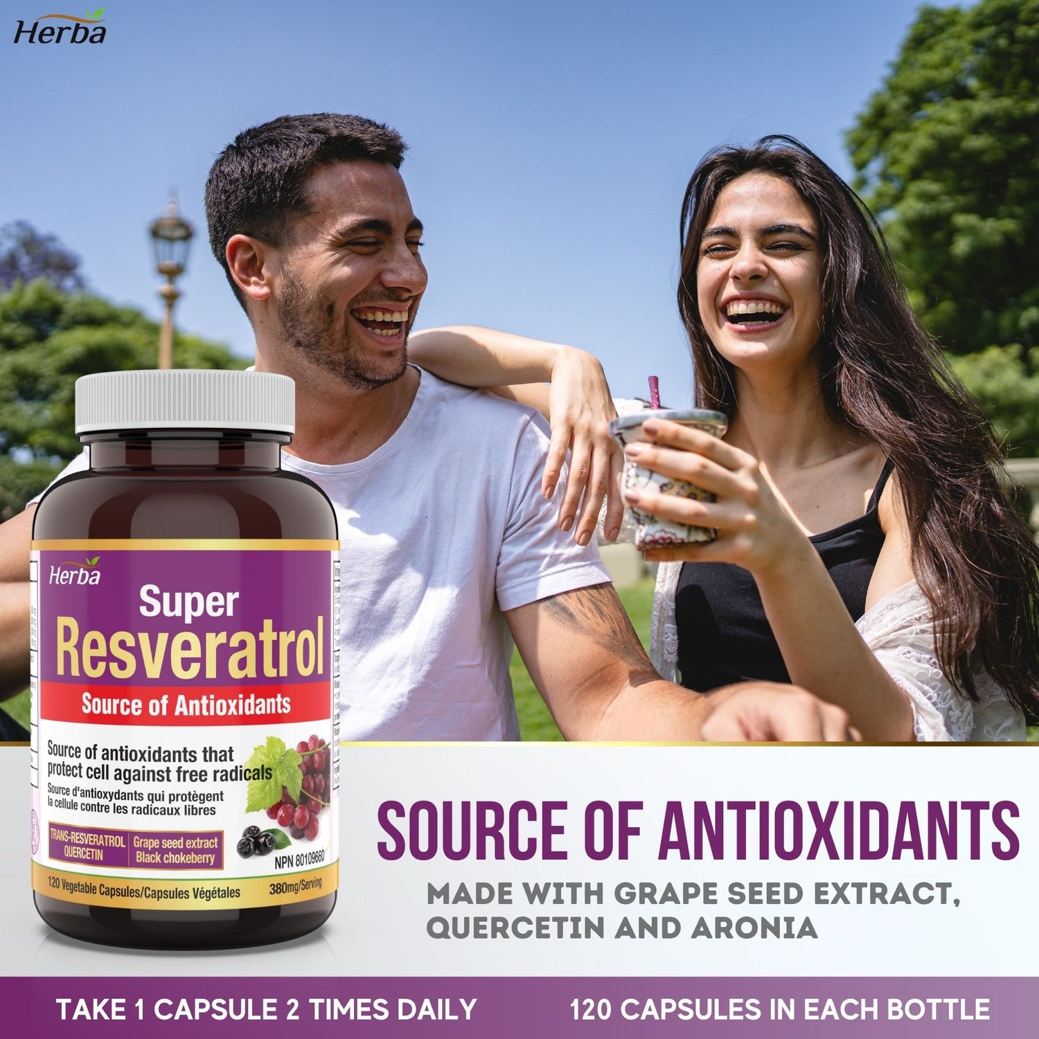 Complément de Resvératrol - 120 capsules | Trans-resvératrol avec échinacée, quercétine, extrait de pépins de raisin et aronia