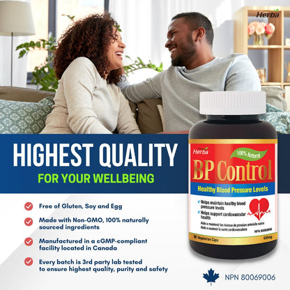 BP Control - 90 Capsules | Blood Pressure Support Supplement