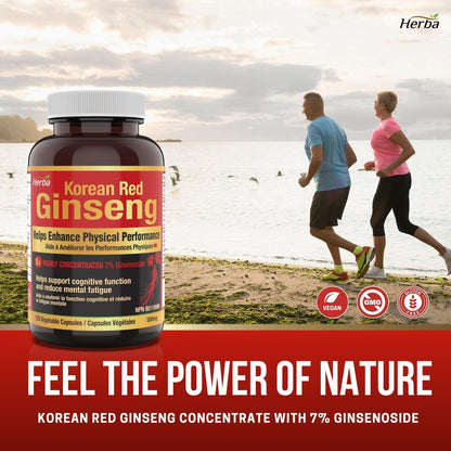 Korean Red Ginseng Extract Capsules – 5:1, 2500mg Equivalent | 120 Vegetable Capsules