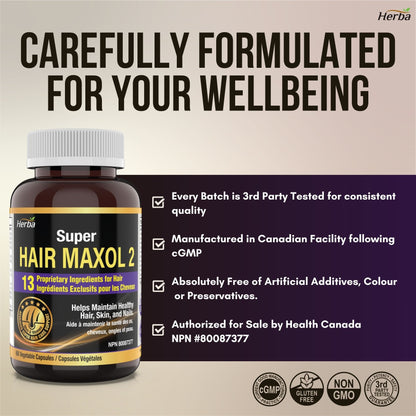 Hair Maxol 2 Hair Growth Vitamins with Biotin for Hair Growth for Men and Women