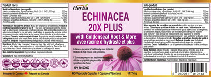 Echinacea Capsules – 60 Vegetable Capsules | 4500mg of Echinacea Per Day