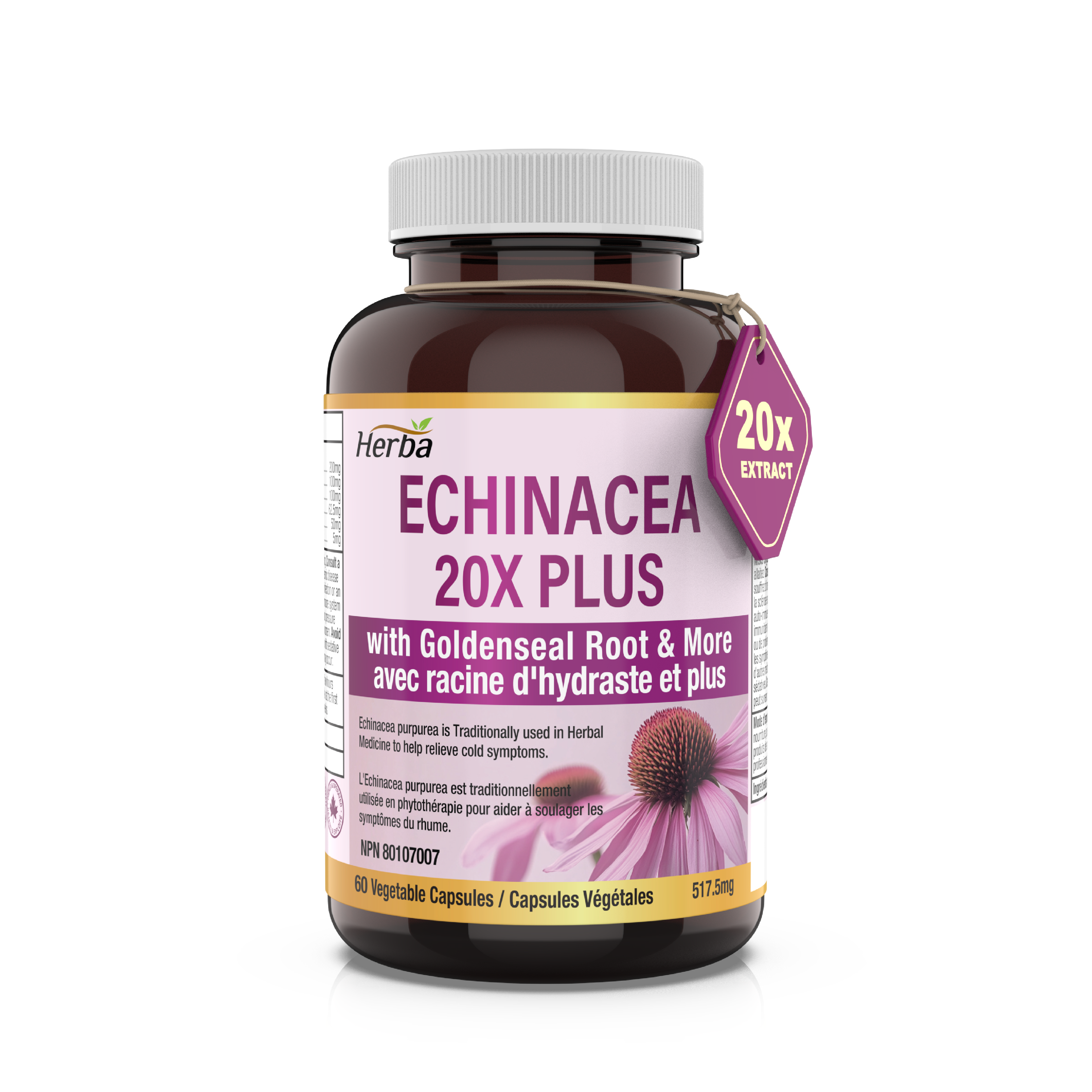 Echinacea Capsules – 60 Vegetable Capsules | 4500mg of Echinacea Per Day