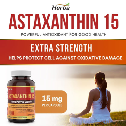 Astaxanthin Supplement 15mg – 60 Vegetable Capsules | Made in Canada