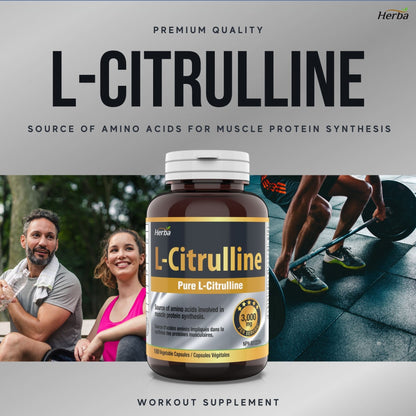 L-Citrulline Supplement 750mg – 180 Vegetable Capsules | Made in Canada