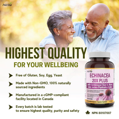 Echinacea Capsules – 60 Vegetable Capsules | 4500mg of Echinacea Per Day