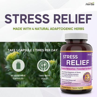 Aides naturelles au stress et au sommeil pour adultes - Sans mélatonine - 60 Capsules