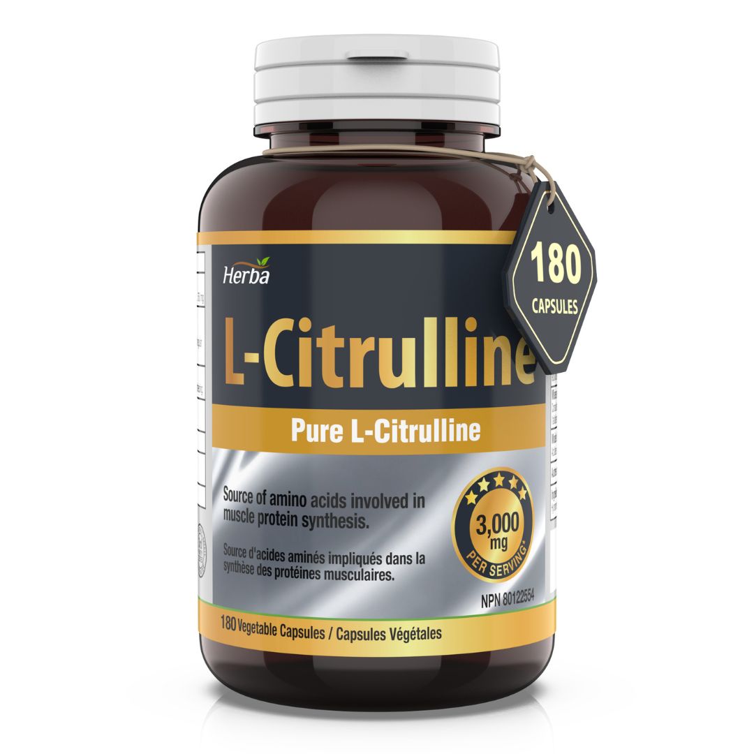 L-Citrulline Supplement 750mg – 180 Vegetable Capsules | Made in Canada