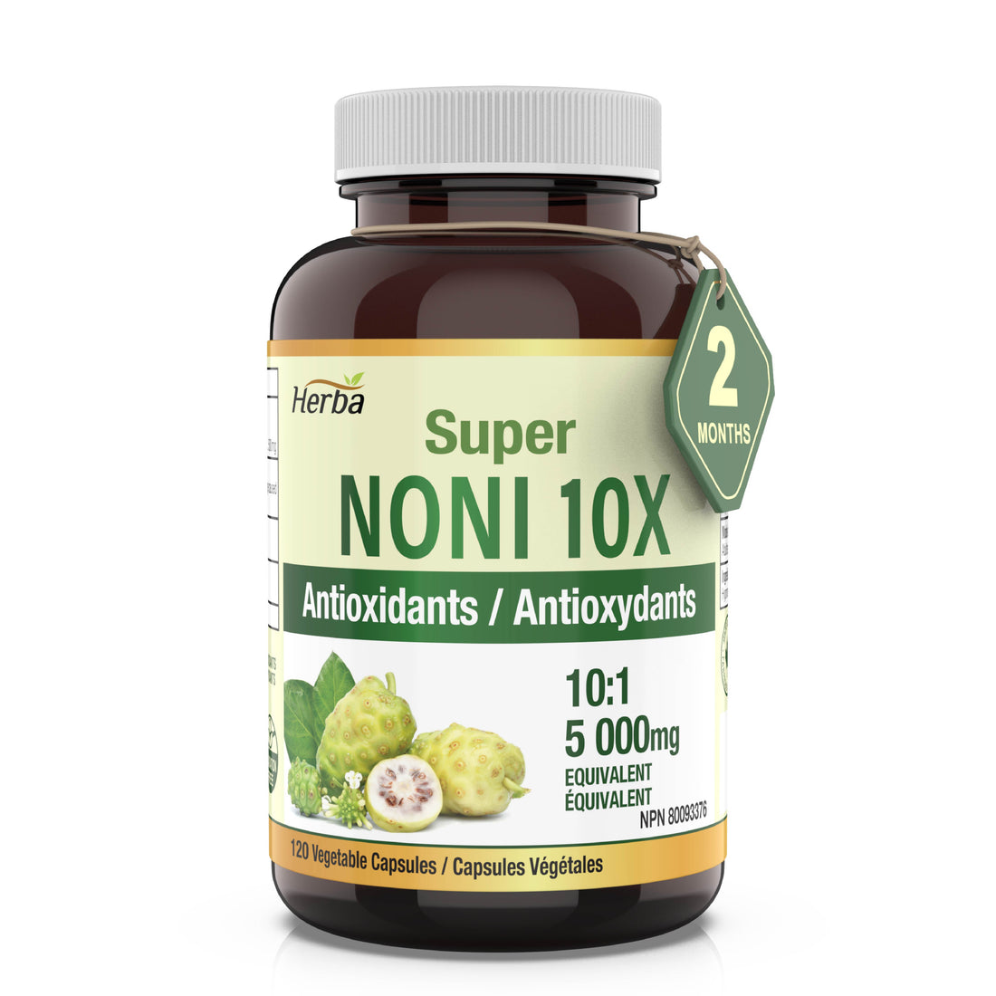 Natural Noni Capsules 10X - 120 Vegan Capsules | 10,000mg Per Day | 10:1 Concentration