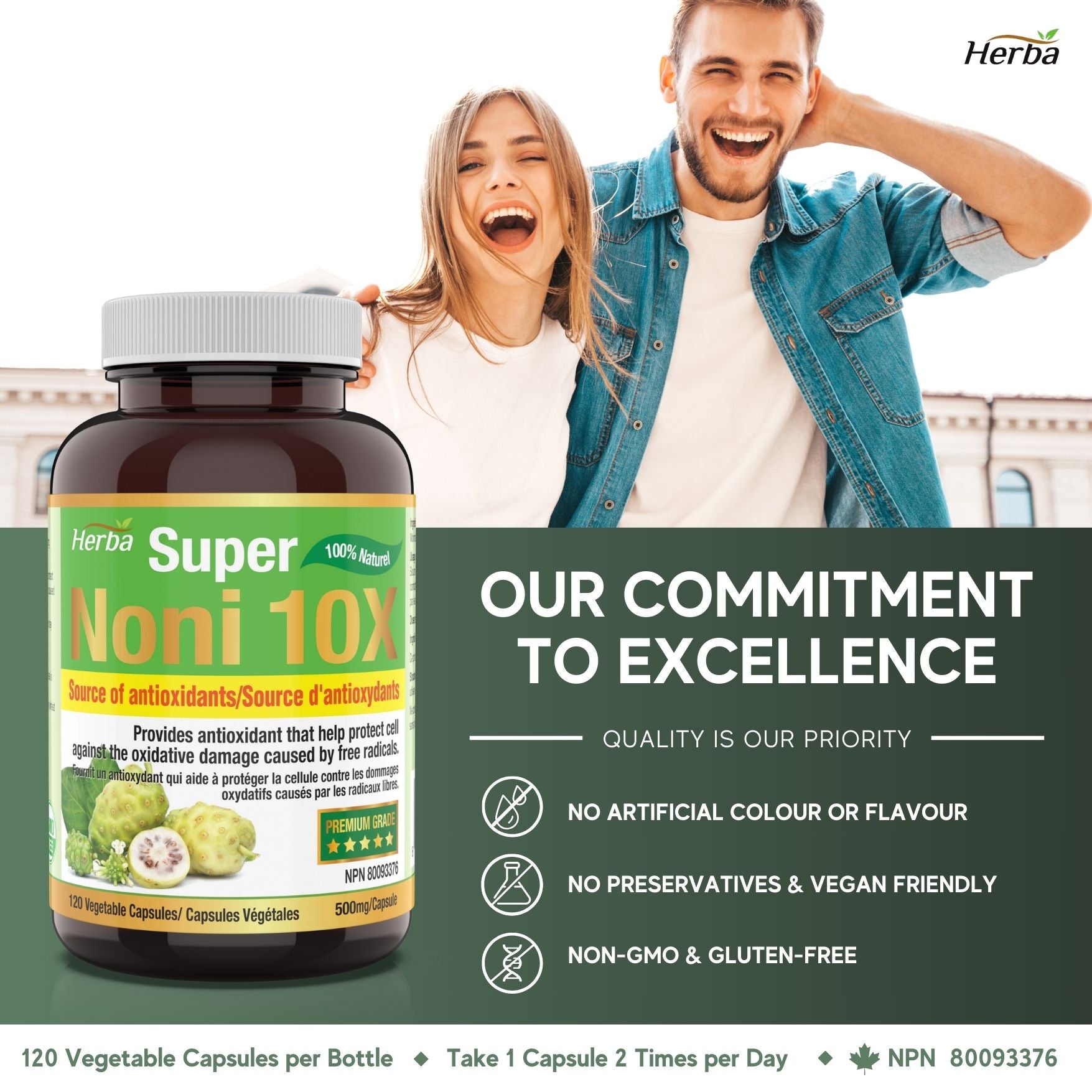 Natural Noni Capsules 10X - 120 Vegan Capsules | 10,000mg Per Day | 10:1 Concentration