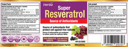 Complément de Resvératrol - 120 capsules | Trans-resvératrol avec échinacée, quercétine, extrait de pépins de raisin et aronia