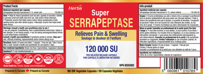 Serrapeptase 120,000 SU - 90 Vegetable Capsules