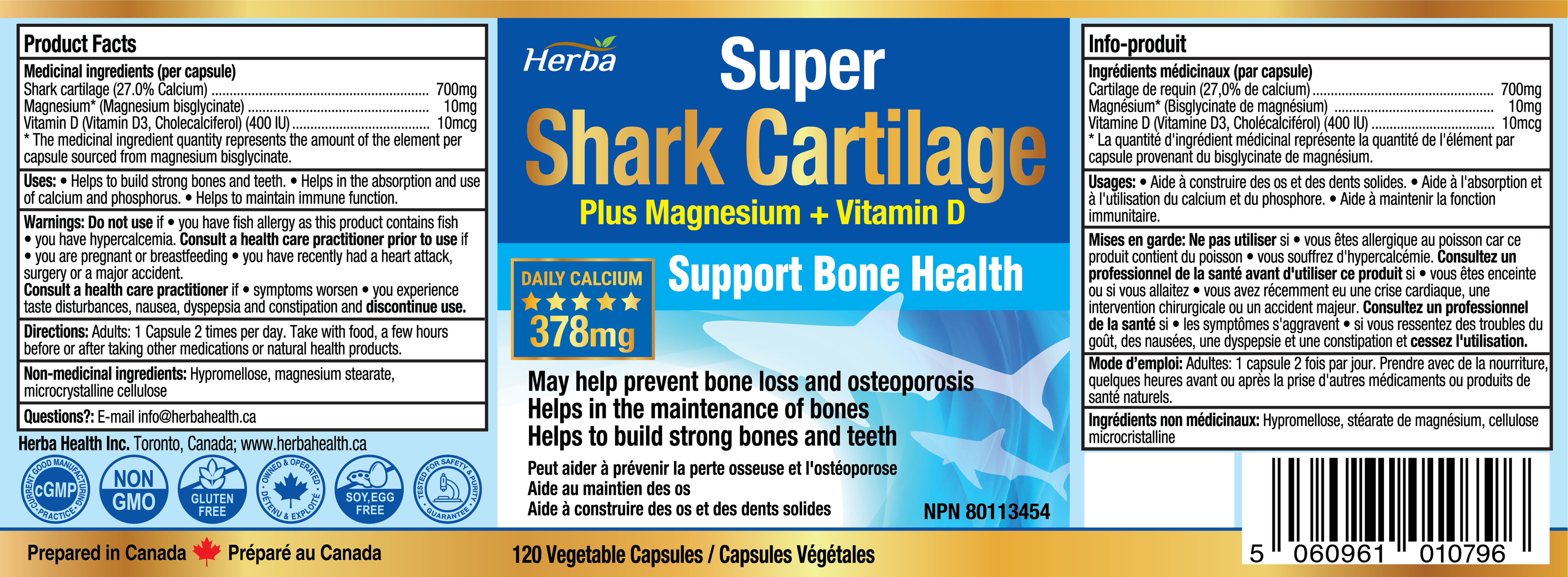 Shark Cartilage Capsules - 120 Capsules | 1,500mg Per Day | Shark Cartilage Supplement for Joints with Magnesium and Vitamin D3