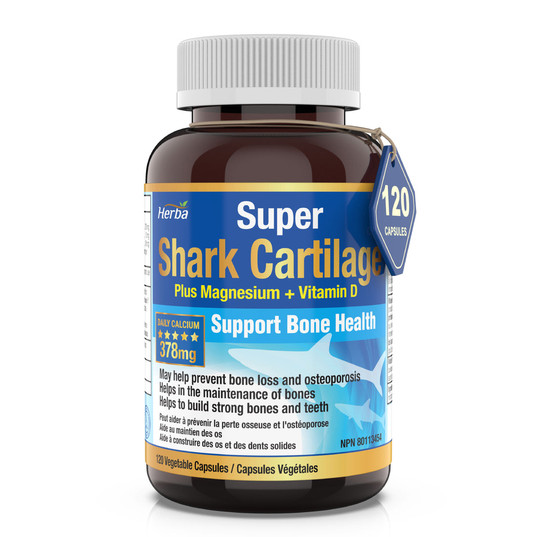 Shark Cartilage Capsules - 120 Capsules | 1,500mg Per Day | Shark Cartilage Supplement for Joints with Magnesium and Vitamin D3