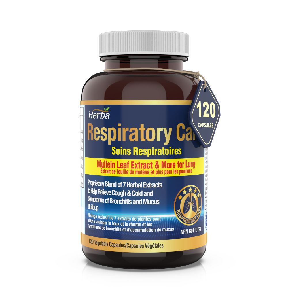 Respiratory Care - 120 Capsules | Lung Supplement with Mullein Leaf Extract | Made in Canada