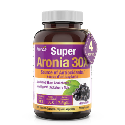 Aronia Berry Extract 250mg – 120 Capsules | 7500mg Fruit Equivalent | 30:1 Aronia Extract Supplement - Herba