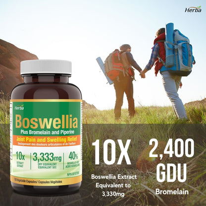 Boswellia Serrata Capsules with Bromelain Supplement - 120 Capsules - Herba