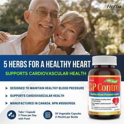 BP Control - 90 Capsules | Blood Pressure Support Supplement - Herba