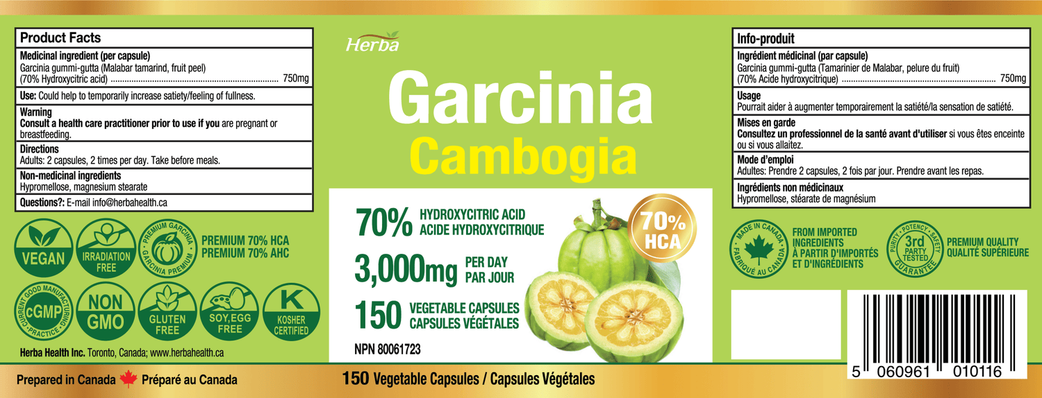 Garcinia Cambogia Extract – 70% HCA | 150 Vegetable Capsules - Herba