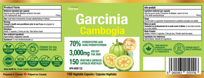 Garcinia Cambogia Extract – 70% HCA | 150 Vegetable Capsules - Herba