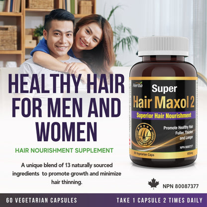 Hair Maxol 2 Hair Growth Vitamins with Biotin for Hair Growth for Men and Women - Herba