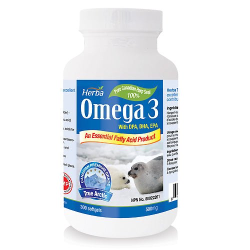 Herba Seal Oil Omega 3 Supplements – 300 Softgels | Made in Canada - Herba