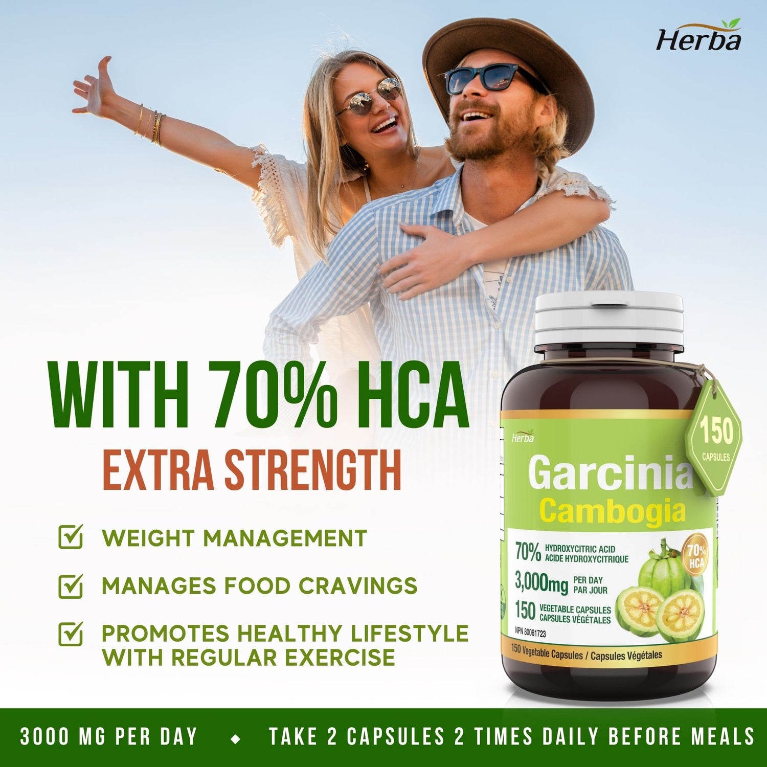 Extrait de Garcinia Cambogia - 70% HCA  | 150 capsules de légumes