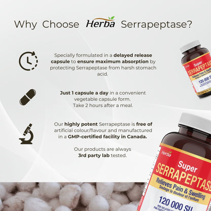 Serrapeptase 120,000 SU - 90 Vegetable Capsules