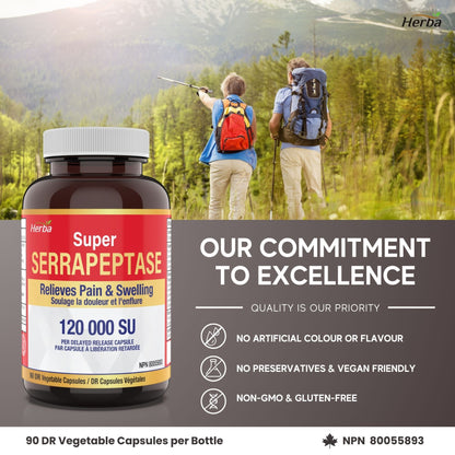 Serrapeptase 120,000 SU - 90 Vegetable Capsules