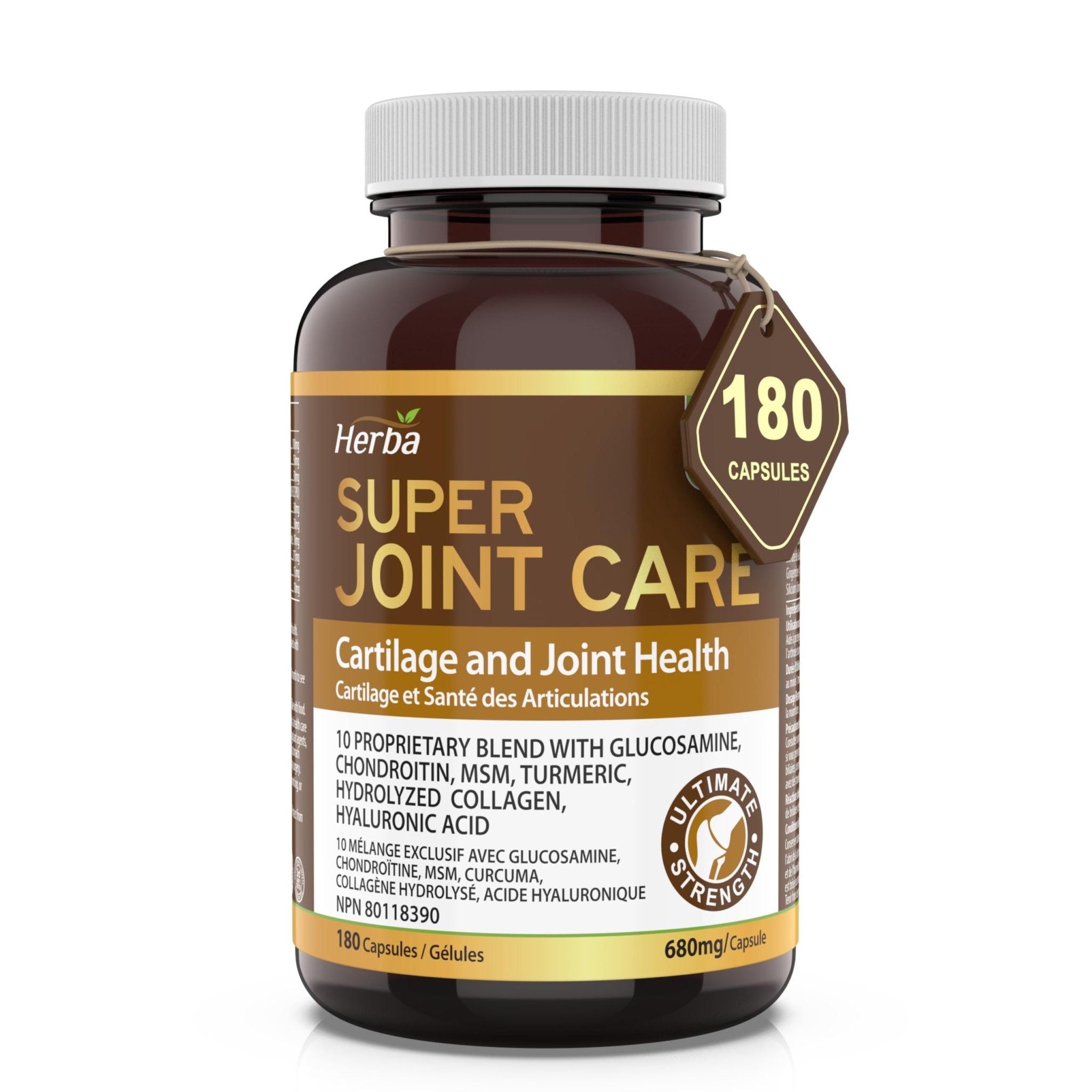 Joint Care Supplement with Glucosamine Chondroitin MSM Capsules – 180 Capsules - Herba