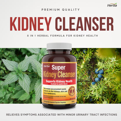 Kidney Cleanse Supplement – 120 Capsules | 8 Natural Ingredients to Detox and Support Kidney and Bladder Health - Herba