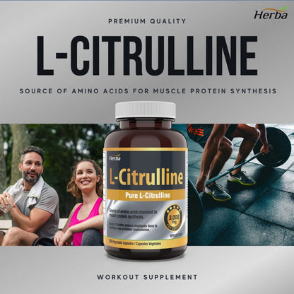 L - Citrulline Supplement 750mg – 180 Vegetable Capsules | Made in Canada - Herba