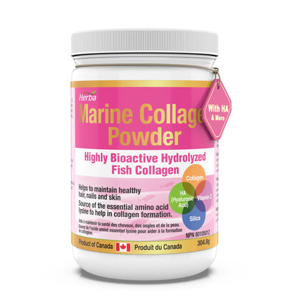 Marine Collagen Powder with Hyaluronic Acid, Silica, and Vitamin C – 304.8g - Herba