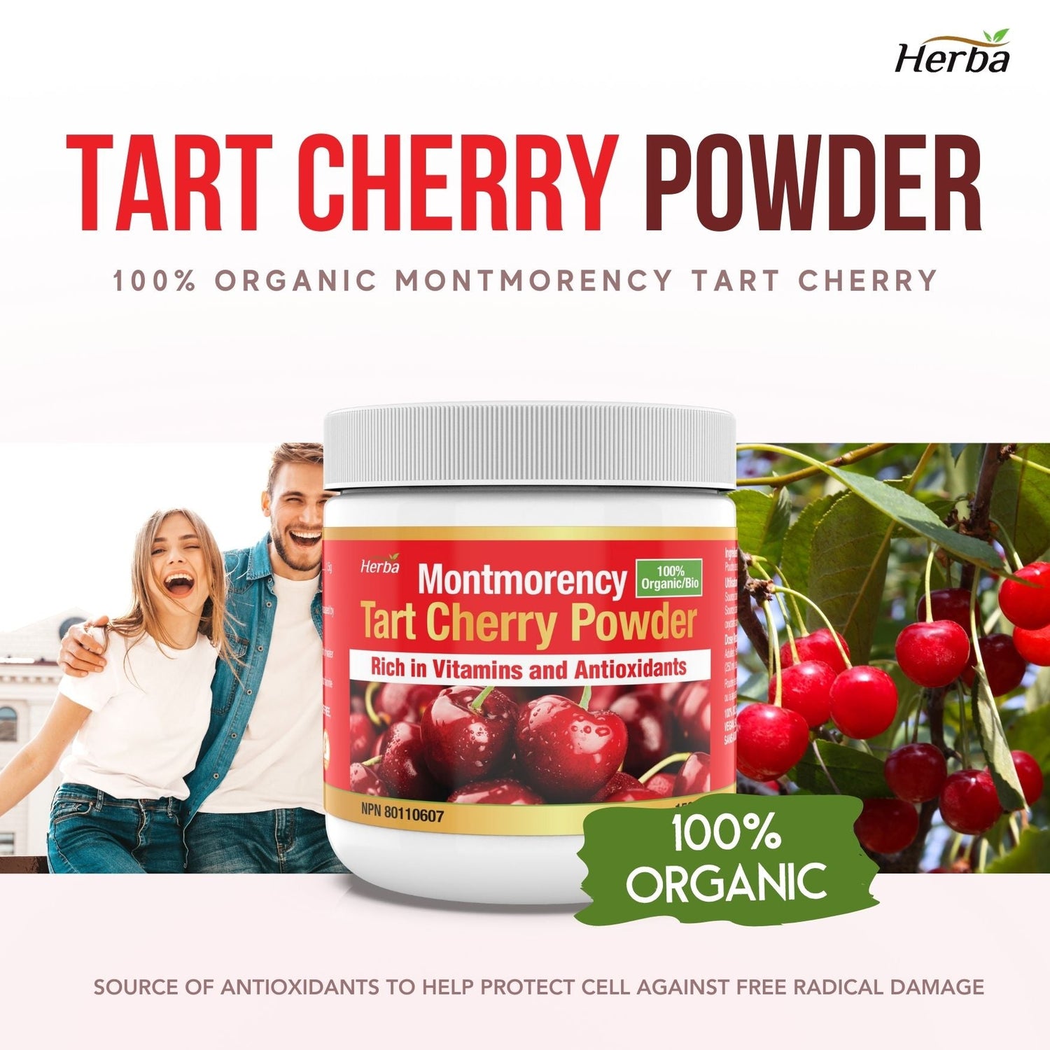 Montmorency Tart Cherry Powder – 150g | 100% Organic - Herba