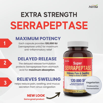 Serrapeptase 120,000 SU - 90 Vegetable Capsules