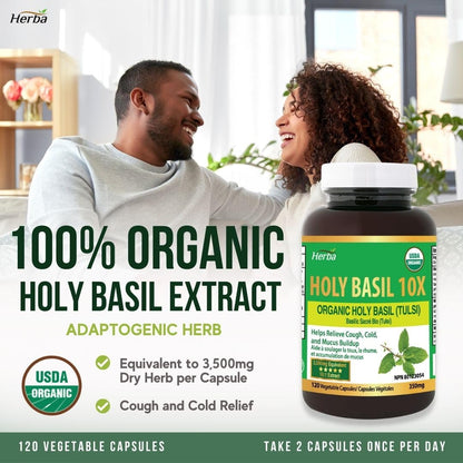 Organic Holy Basil Capsules – 350mg | 120 Vegetable Capsules - Herba