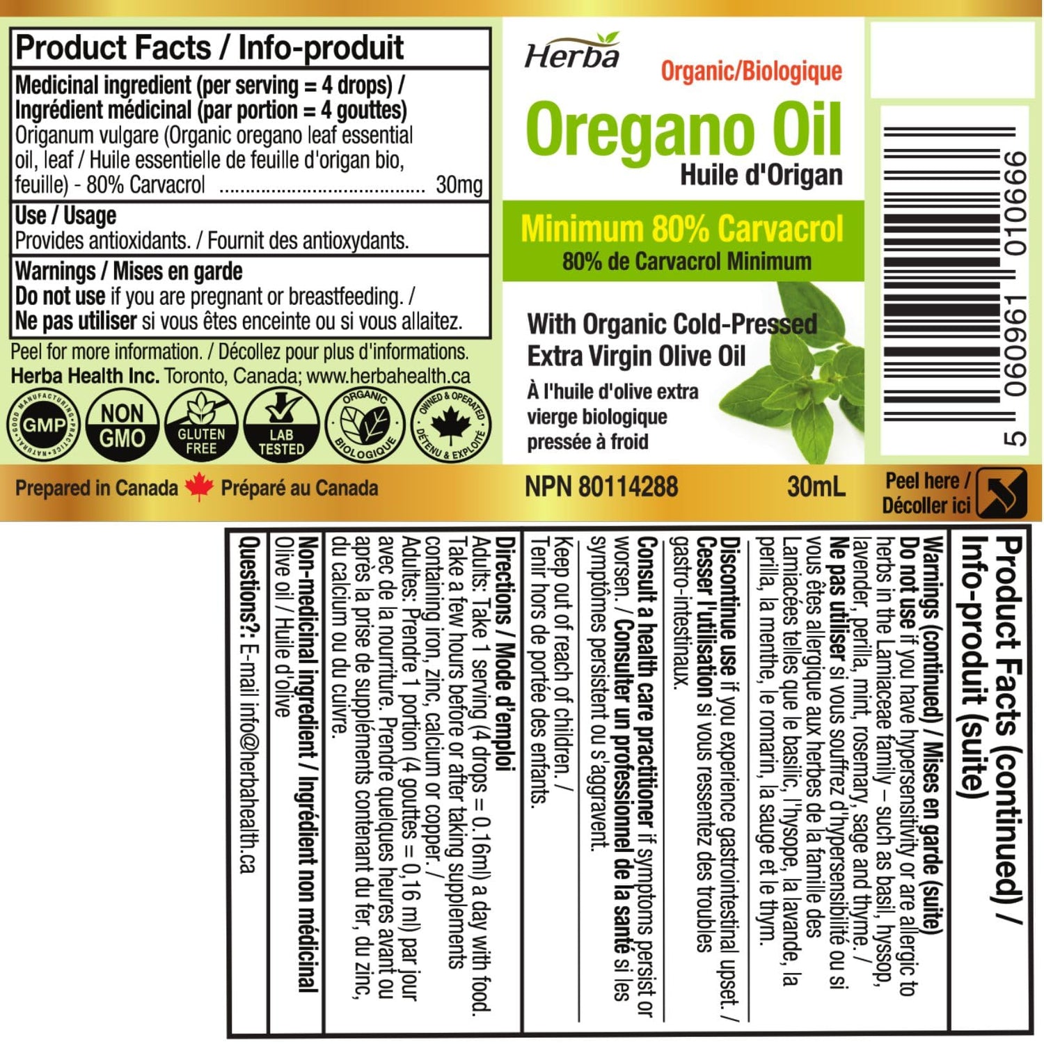 Organic Oregano Oil Drops - 30mL - Herba