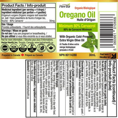 Organic Oregano Oil Drops - 30mL - Herba