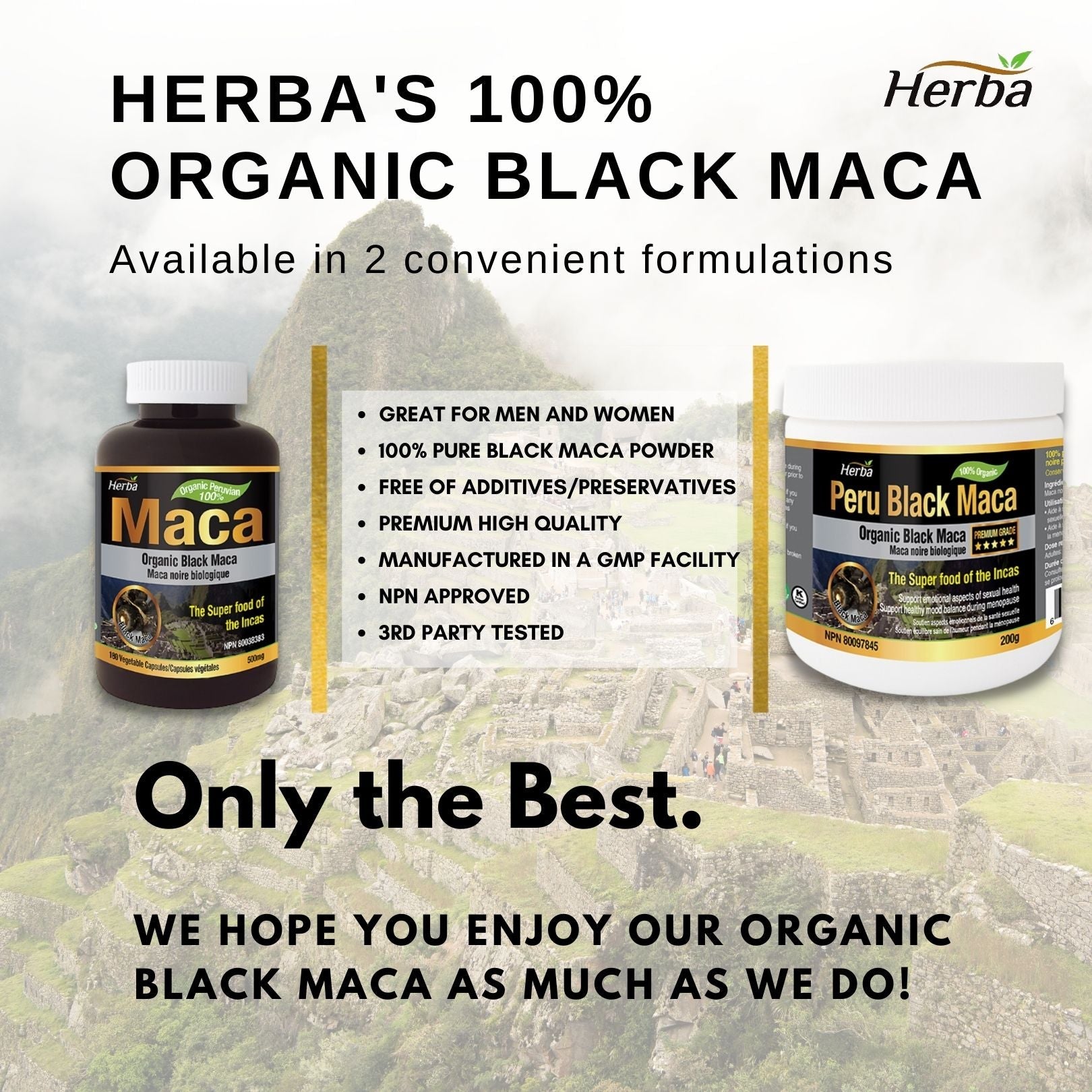 Organic Peru Black Maca Powder - 200g - Herba