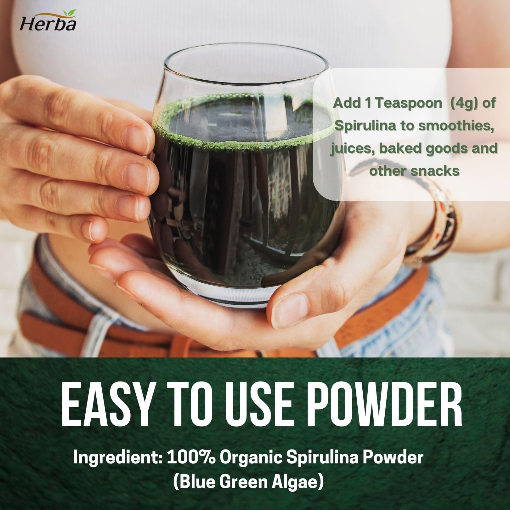 Organic Spirulina Powder 250g - Certified Organic - Herba