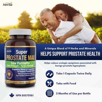 Prostate Max - Prostate Supplement for Men – 120 Capsules | 9 Natural Ingredients - Herba