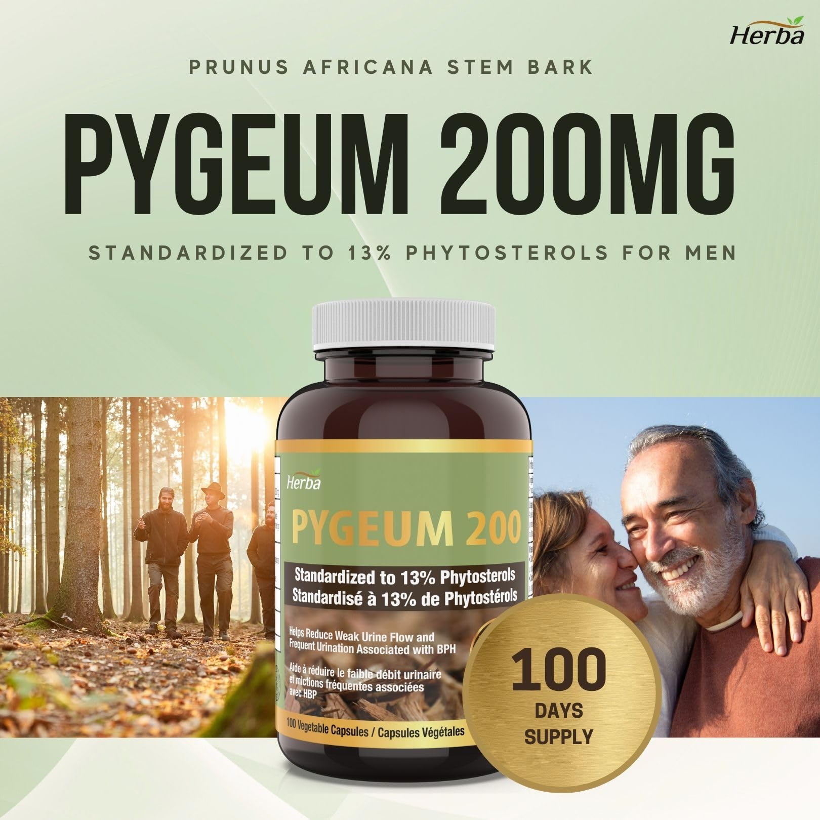 Pygeum Supplement 200mg – 100 Capsules | Made in Canada - Herba