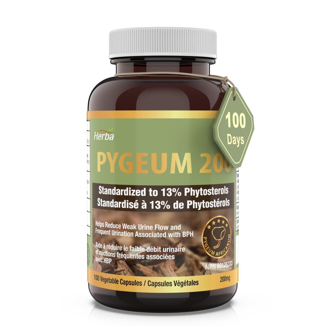 Pygeum Supplement 200mg – 100 Capsules | Made in Canada - Herba