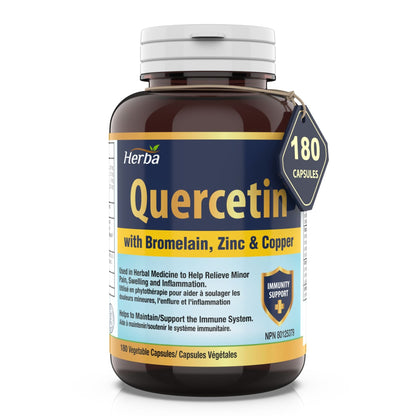 Quercetin with Bromelain, Zinc &amp; Copper - 180 Capsules - Herba