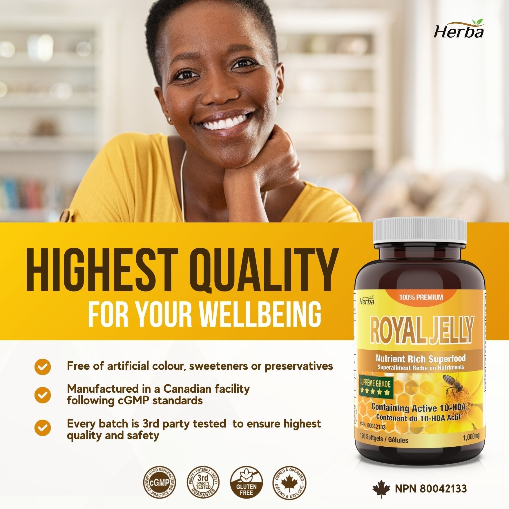 Royal Jelly Capsules 1000mg - 120 Softgels - Herba