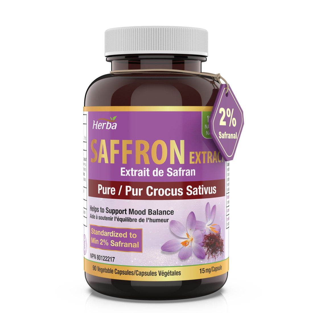 Saffron Supplement – 90 Capsules | Saffron Extract Standardized to 2% Safranal - Herba